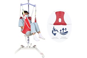 EZ ASSISTIVE Full Body Toileting Sling for Hoist, Patient Lift Sling with Mesh Polyester for Showering & Hygiene (M-Red)