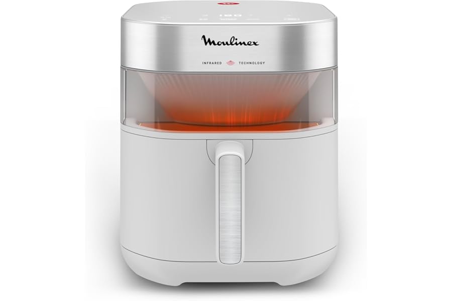 Moulinex Easy Fry Infrared 7L Air Fryer Double Resistant, Heating 2 Times Faster, Fast Cooking, Dishwasher Safe, Observation Window, White, EZ831G4.6 out of 5 stars1,526€119.99