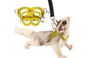 MEOW&WOOF 3 Pack Sugar Glider Harness and Leash Set Small Animal Training Walking Vest for Squirrel Hamster Rat Yellow