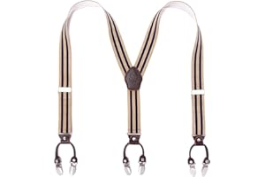 KANGDAI Bretelles Homme Larges 6 clips Brace Men Y Retour Suspensions ajustables élastiques et durables Clips en métal fort