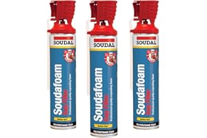 GENIUS Soudal Hand Held Expanding Foam - Soudafoam PU Gap Filler with Genuis Gun - 3 Pack