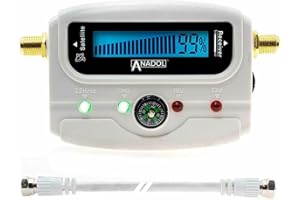 [Test SEHR GUT *] Anadol SF33 White LCD digital Satfinder - digitales Satelliten Messgerät - zum Ausrichten / Einstellen von Sat Antennen - mit Signalton, Verbindungskabel + deutsche Anleitung