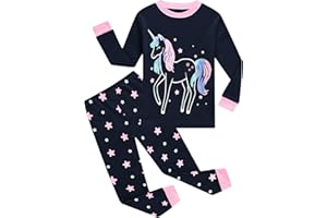 EULLA Kinder Mädchen Schlafanzüge Langarm Baumwolle Winter Pyjama Set Einhorn Prinzessin Dino Hase Eule Zweiteilig Nachtwäsche 1-10 Jahre 92 98 104 110 116 122 128 134 140