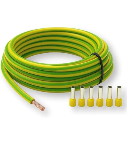 Leloco Pack Of 10 Grounding Cables - 4 Mm2 Cable (size 30 Cm), With Ring Cable Lug Eyelet Insulated For Network Cabinet Server Cabinet M6