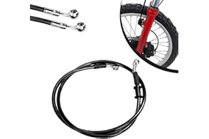 JFG RACING 90cm Motorrad Bremsschlauch,Motorrad Stahlflex Bremsleitung Hydraulische Bremsleitung Vorne und Hinten für Pit Bike Dirt Bike Enduro Motocross ATV Quad-Schwarz