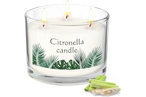 SACEMONTIC Vela Citronela Juego Exterior Interiores, 400g Vela Grande Para Balcón, Pícnic, Camping,Tarro de Vidrio Grueso, Resistente al Calor, Velas Perfumadas de Cera de Soja,Regalos de Verano (Verde)