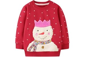 LXKA Boys Girls Christmas Jumper Kids Unisex Xmas Sweatshirt Jumpers Toddler Dinosaur Cat Bear Tops Children T-Shirts Long Sleeve Clothing 100% Cotton Baby Crewneck Casual Winter Clothes Age 1-7 Years