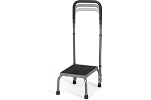 Careboda Scaletta regolabile con manico e piedini in gomma non scivolanti – adatto per anziani, adulti e bambini, utilizzabile in cucina, per letti, vasca da bagno e auto, portata massima 136