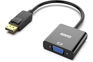 BENFEI DisplayPort na VGA, pozłacany adapter DP na VGA (męski na żeński) kompatybilny z Lenovo, Dell, HP, ASUS
