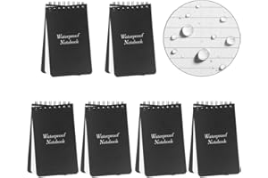 GELUODE Mini-Spiral-Notizbuch, A7, wasserdicht, Öffnung oben, schwarzer Einband, Taschennotizblock für Aktivitäten im Freien, Aufzeichnungen, praktisch, 7,6 x 12,7 cm, 50 Blatt