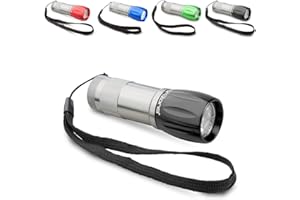 ANTEVIA MATÉRIAUX ANTEVIA - Latarka LED |9 ultra mocnych diod LED i pasek na rękę | Ponad 20 modeli | Materiał: aluminium | Latarka na baterie | Kolor: Czarny (Lumosh)