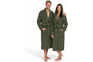 BOSKIMO Albornoz de Baño Unisex con Capucha 100% Algodón OEKO-TEX – Bata para Hombre y Mujer – Rizo Americano 420 gsm – Suave y muy Absorbente