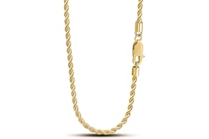 Dankadi Collier à Corde Fin 3MM pour Pendentif en 925 Argent, Chaîne Tressée à Maille Enrouler Plaqué Or 16"-30" (40-76CM) Design Italien Cadeau Bijoux Fête Anniversaire pour Homme Femme