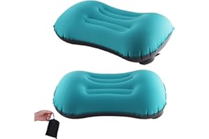 MSDADA Almohada Inflable para Camping, Viaje, 2 Unidades 2.0, Ultraligera, Cómoda, Cojín Cervical, Compresible, Compacta, para Camping, Viajes, Exterior, Oficina (Azul)