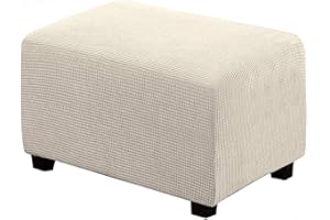 MEIGEH Fundas para Taburetes Fundas Puf Rectangular Funda de Reposapiés de Sofá Funda Otomana Beige