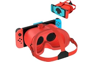 TYASOLEIL VR Headset, Designed for Nintendo Switch & Switch OLED, VR Glasses with Adjustable HD Lenses and Comfortable Head Strap, 3D Goggles for Nintendo Switch OLED (Red)