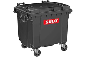 SULO Graue Mülltonne Müllcontainer MGB 1100 Liter Abfallcontainer Behälter Kübel Container | 4-Rad-Behälter mit Flachdeckel | Robuste Deckelkonstruktion | Grau
