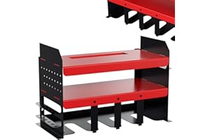 Peviasot Werkzeug Wandhalterung für 4 Elektrowerkzeug, Werkzeugspeicher Werkzeugregal, 3 Ebenen Werkzeugständer mit seitlichem Schraubendreher-Gestell für Garage, Werkstatt, 43 * 22.5 * 30.5cm