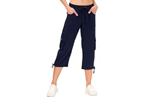 JINSHI Pantalons Femme Pantacourt Cargo d'été 3/4 Long Capri Pantalon avec Plusieurs Poches