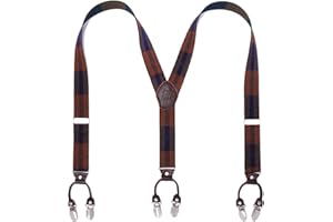 KANGDAI Bretelles Homme Larges 6 clips Brace Men Y Retour Suspensions ajustables élastiques et durables Clips en métal fort