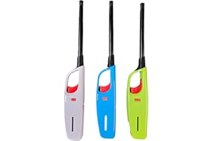 ezkart | (Pack of 3) Multipack Large BBQ Lighters Refillable Safety Gas with Assorted Colours Suitable for Kitchen, Barbecue, Candles, Camping, Cooking, BBQs, Fireworks etc (Pack of 3)