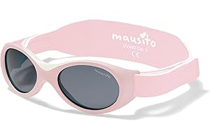 Mausito Lunettes de soleil bébé 0-18 mois bandeau ajustable et souple, monture flexible | Lunettes de soleil enfant avec protection 100% UV400 & sans BPA | Design européen moderne, maintien parfait.