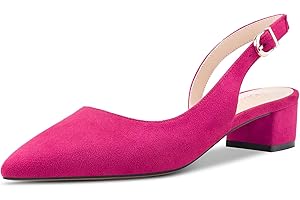 NobleOnly Mujer Chunky Ancho Bajos Heel Cerrado el Dedo del pie Puntiaguada Punta Sandalias Slingback Slip-on Cierre con Hebilla Pumps de Boda Dress Cute 3.5 CM Heels Zapatos