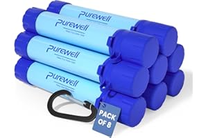 Purewell Filtre À Eau Portable,Personnel Purificateur de 0.01Microns 4 Etapes système de Filtration d'eau Enlèvent 99,99% de Substances Nocives, Pour Camping Randonnée Voyager