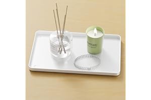 pickpiff Bandeja blanca, 20 x 13 cm, bandeja decorativa, plato para servir, cuenco para joyas, cuenco decorativo, organizador de joyas, para baño, lavabo y cocina