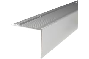 PROVISTON | Nez de marche | Alu anodisé | 69 x 55 x 1000 mm | Argent | Nez de marche à visser | Nez de marche escalier | Cornière alu | 1 pièce