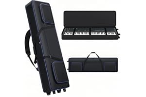 CXINESBAG Rolling 88 Key Keyboard Case with Wheels (53.5“x13.8”x6.8“),Piano Bag with Handles & Shoulder Straps,Compatible with Yamaha P125 and Most 88 Key Keyboard Piano Gig-Case|Portable Piano Keyboard Cover,
