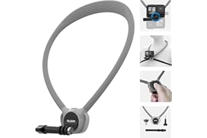 TELESIN SE 2.0 Neck Mount with Integrated Rotation, Air Cushion, Chest Strap for Action Cameras, Hands-Free POV Video Vlog Neck Mount for Go Pro Hero 13 12 11 DJI Action 5 Pro 4 Pocket Insta 360 Gray