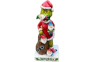 FIYSON Grinch zwerg Massaker, Gartenzwerg-Statuen Außendekoration, Grinch-Esszwerge Skulptur, Lustige Zwerge Resin Statue, Außenstatue für Patio, Rasen, Feengarten Hofkunstdekoration,17cm