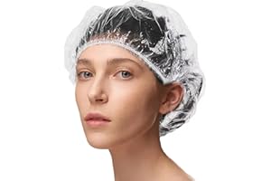 AMSGANK Bonnet de Douche pour Femmes, 100 Pièces Bonnet de Douche Élastique Bonnet de Douche en Plastique Imperméable et Transparent pour Salon, Spa, Voyage, Hôtel, Douche, Usage Domestique