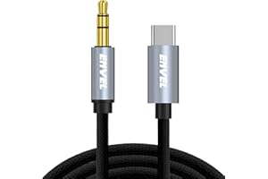 ENVEL USB C al cavo AUX, Nylon intrecciato tipo C a 3,5 mm Headphone Adapter Audio Car Stereo compatibile con Huawei P30 P20 Pro,Mate 20, Samsung Galaxy Note 10/S20, Google Pixel Nero (3.3feet/1m)