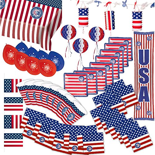 Partybox USA Amerika Party 49-teilig Deko Stars and Stripes Partypaket