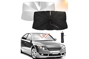 CHMMY Pare Soleil Voiture Pare Brise Avant Rotation à 360° Pliable avec Sac de Rangement Protection UV Parasol pour la Plupart des Voitures, SUV, Monospaces et Camions,L (139 X 77CM)