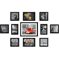 Amazon Brand - Solimo Collage Set of 11 Black Photo Frames ( 4 x 6 Inch - 2 & 5 X 5 Inch - 6, 5 X 7 inch - 2 & 8 X 10…