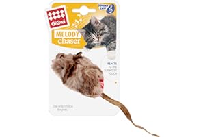 Suhaco Giocattoli per Gatti Gioco Interattivo per Gatti con Squittio GiGwi Melody Chaser Topo di Peluche Attivati dal Movimento