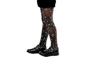 Aurellie Girls Kids Black Gold Sparkle Shiny Stars Pattern Tights.