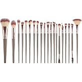 iJiGui 20 Pcs Makeup Brush Set (Brown) | Professional Makeup Kit, Face Brush, Complete Makeup Tools for Face and Eyes