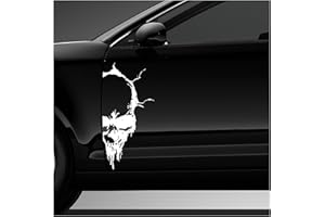 ‎FINEST FOLIA Finest Folia Skull Totenkopf Aufkleber Sticker Dekor Folie Autoaufkleber Tattoo für Auto LKW Wohnwagen K079 (Weiß, 28x13 cm)