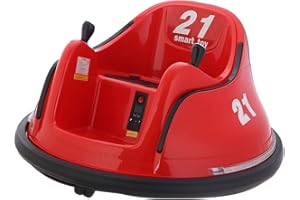 EMK TRADING LTD Kids Bumper Car, 360-Degree Rotation Spin Children's Waltzer Cars with Dual Joystick, Remote Control, Colorful Flashing Lights and Music, Battery Powered Ride on Toy for Boys Girls (Red)