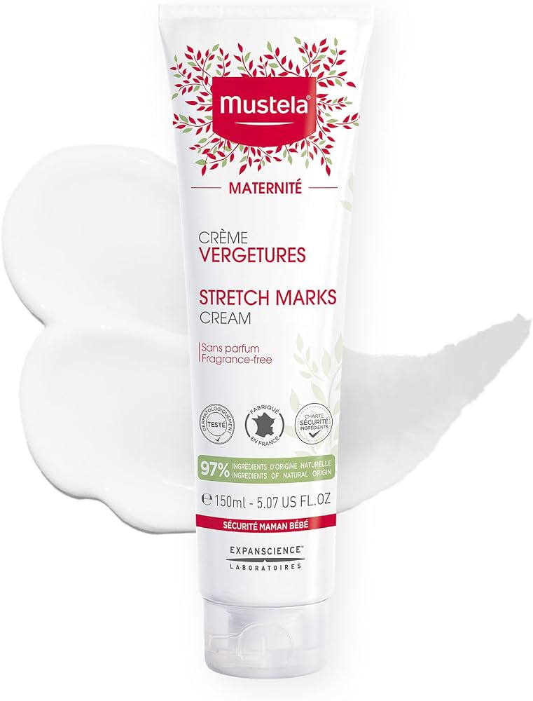 Mustela Hamilelik için Hamile Çatlak Kremi - Doğal Avokado, Maracuja ve Shea Yağı ile - Kokusuz ve EWG Onaylı - 5.07 fl. Oz