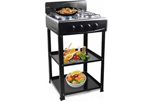 Generic Gas Stove 4 Burner With Stand Self Ignition Lighter موقد غاز 4 عين (BLACK)