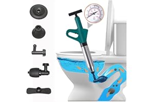 ALLILUYAA Druckluft Rohrreinigerm, Pressluft Rohrreiniger mit Vier Saugnäpfen, Rohrreinigungspumpe mit Luftdruckanzeige für Waschbecken, Bodenablauf, Toiletten, Rohrverstopfung