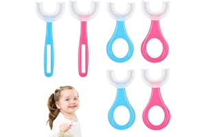 VIKSAUN 6 Pièces Brosse À Dents En Forme De U Pour Enfants, Poils En Silicone, 360° Nettoyage Complet, Massage Des Gencives (2 à 12 Ans)