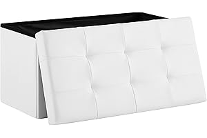 ‎ZEDELMAIER Zedelmaier Sitzbank mit Stauraum Sitzhocker faltbar belastbar bis 300 kg 76 x 38 x 38 cm(Weiß) Kunstleder