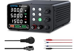 WANPTEK POWER Alimentation de laboratoire 30V 5A avec 3 Mémoires et clé de Verrouillage, Alimentation Stabilisée Réglable avec Protection OCP/Sorties/Charge rapide USB/Affichage LED à 4 chiffres