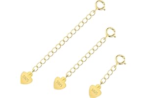 ALEXCRAFT 3 pezzi collana estensione, catena di estensione con chiusura a moschettone, estensione collana argento, estensore di catena per la creazione di gioielli fai da te, Gold 1" 2" 3" inch
